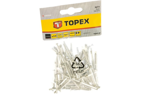 Купить TOPEX Заклепки алюминиевые 4 8*28 0м 50шт  1/100  43E509 фото №1