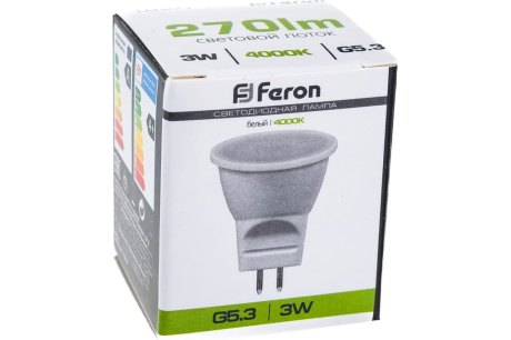 Купить Лампа светодиодная FERON LB-271 3W 230V G5.3 4000K MR11 фото №9