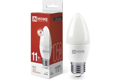 Купить Лампа светодиодная IN HOME LED-СВЕЧА-VC 11Вт 230В Е27 4000К 820Лм фото №2