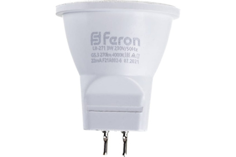Купить Лампа светодиодная FERON LB-271 3W 230V G5.3 4000K MR11 фото №7